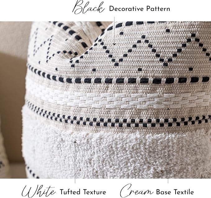 BlissBlush 20X20 Throw Pillow Cover, Cream Neutral Square Decorative Cushion - Image 5
