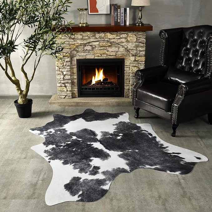 Easycozy Faux Cowhide Cow Print Rug: 3 x 4 Western Decor Faux Cowhide, - Image 5