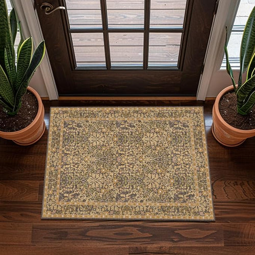 2x3 Area Rug Washable Entry Rug, Vintage Floral Thin Rug by Unknown