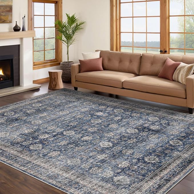 GarveeHome 9x12 Area Rugs Machine Washable Living Room Rug Vintage Ultra-Thin by GarveeHome