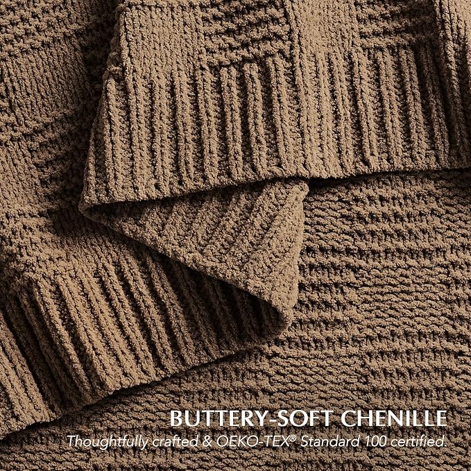 EVERGRACEHOME Modern Checkered Chenille Throw Blanket, Soft Cozy Plaid Knitted - Image 3