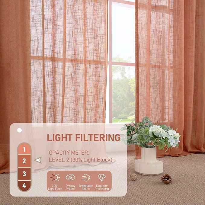 LAMIT Terracotta Linen Curtains 72 Inches Long - Image 5
