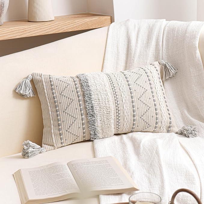 BlissBlush Decorative Lumbar Throw Pillow Covers 12x20 Combo Set of 2 Gray - Image 7