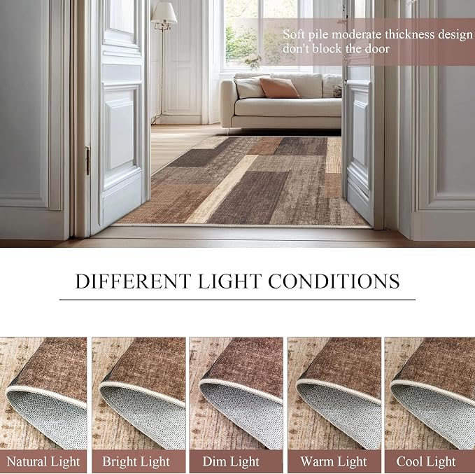 Modern Geometric Patchwork Indoor Area Rug - Image 9