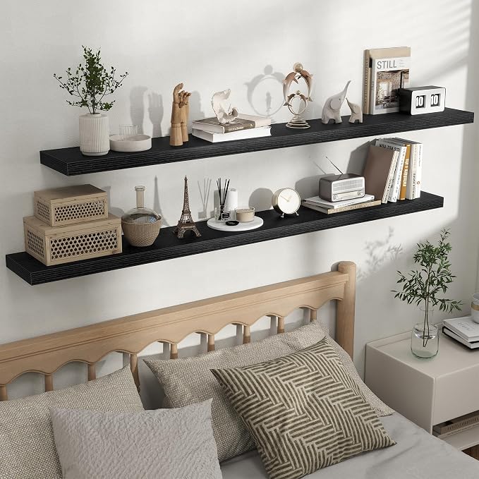 Fun Memories Floating Shelves for Wall, Rustic Wood Wall Mounted Shelves for - Image 5