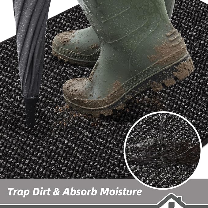 BEQHAUSE Dirt Trapper Door Mat 26" x 40" Half Circle Non-Slip Washable Doormats - Image 3