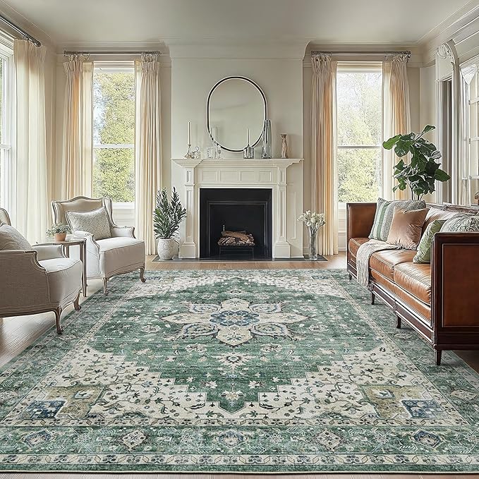 AMADA HOMEFURNISHING 10x14 Washable Area Rug, Low-Profile Large Area Rug - Image 9