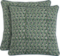 Ridhi Block Print Basil Green Pillow Cover 24" x 24" Decorative Couch Pillows by Ridhi