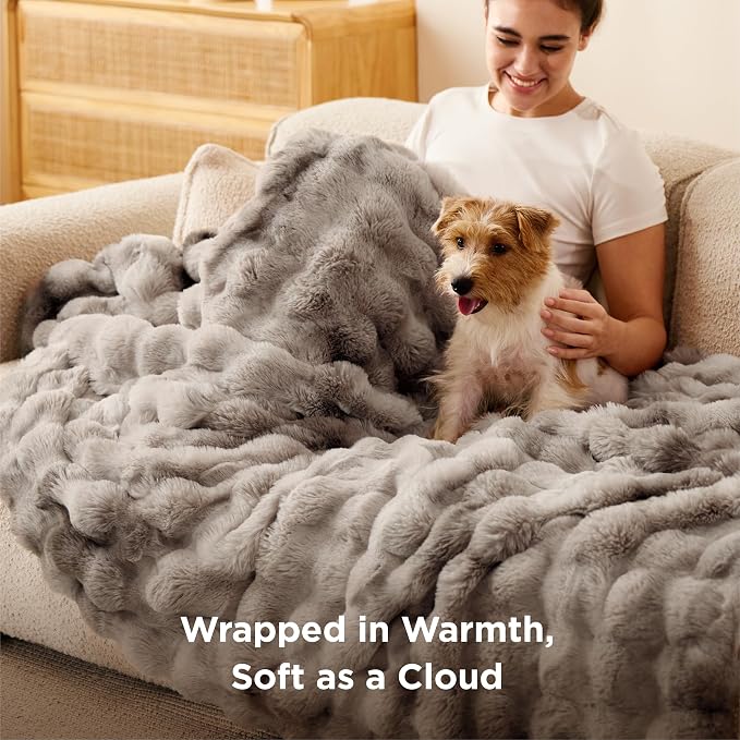 Bedsure GentleSoft Tie-dye Brown Fluffy Fuzzy Throw Blanket, Soft Cozy Fleece - Image 2