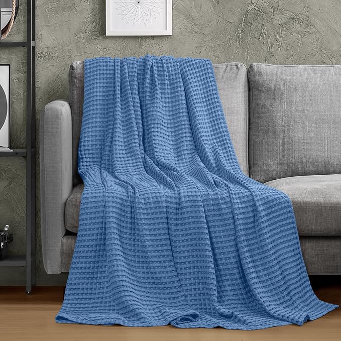 Utopia Bedding Wedgewood 100% Cotton Waffle Blanket 300 GSM Soft Lightweight - Image 4