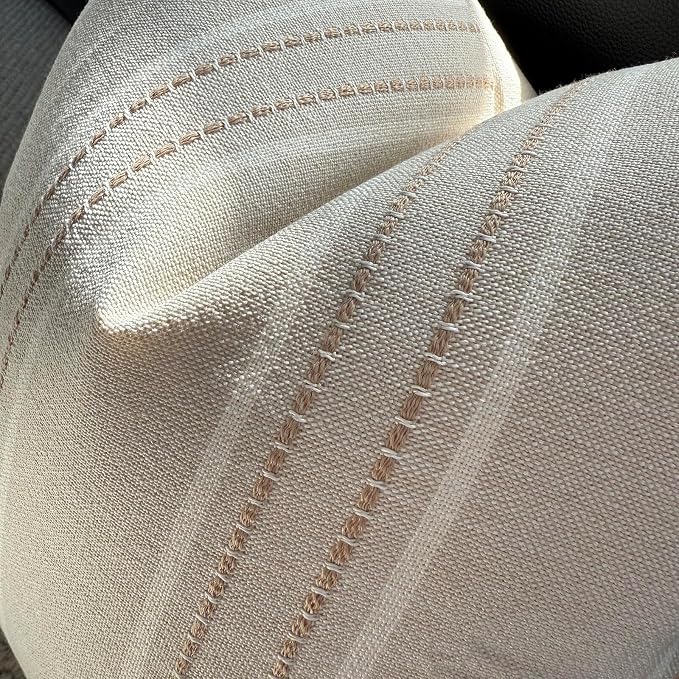 Hckot Hand Made Decorative Khaki Pillow Covers 18x18 Striped Throw Pillows - Image 7