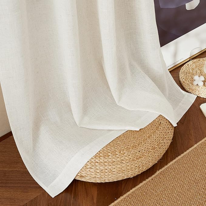 NICETOWN Linen Burlap Curtains Extra Long 120 inch, Grommet Privacy - Image 7