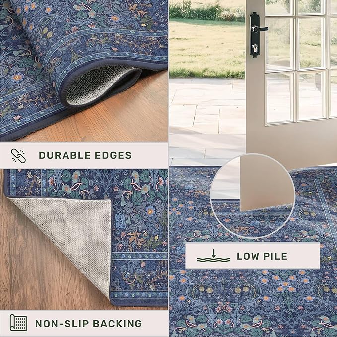 Dark Blue Washable 2x4 Entry Rug - Image 5