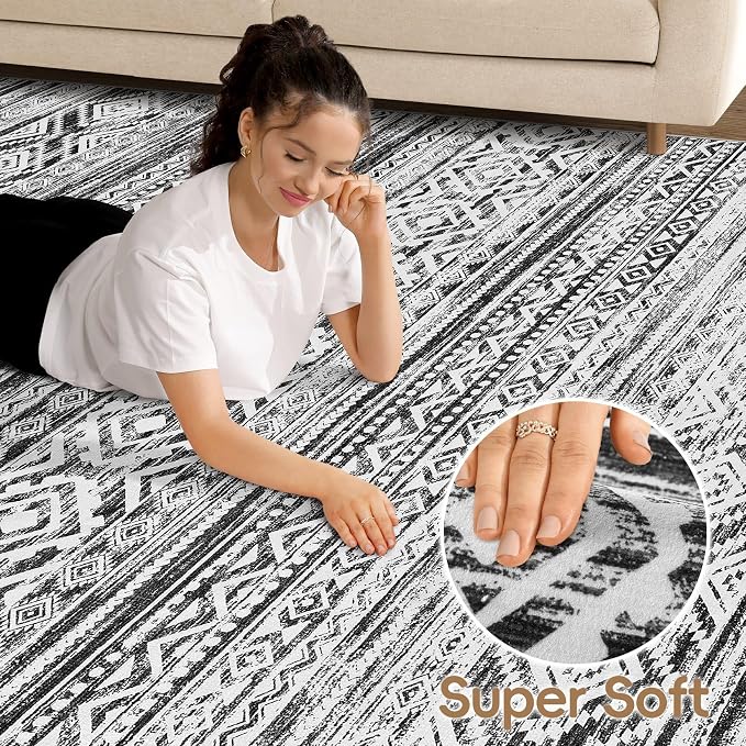 cotiled 10x14 Area Rug Living Room: Washable Boho Rugs - Image 2