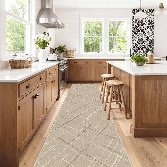 Kitchen Rugs Ultra Non-Slip 2.6x12 Washable Runner Rug Modern Tear and Stain - Image 3