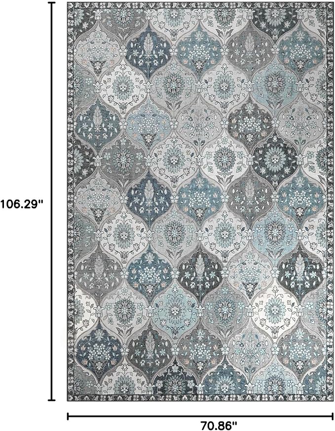 Lahome Moroccan Washable Area Rug 6x9, Ultra-Thin Large Living Room Rugs - Image 2