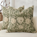 Vintage Floral Print Throw Pillow Covers 18x18 Set of 2 Neutral Modern by DKwizme