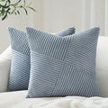 Topfinel Dusty Blue Throw Pillow Covers 20x20 Set of 2, Soft Corduroy Couch by Topfinel