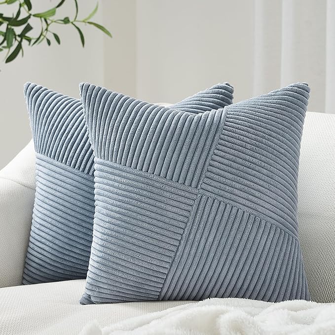 Topfinel Dusty Blue Decorative Throw Pillow Covers 12x12 Set of 2, Soft by Topfinel