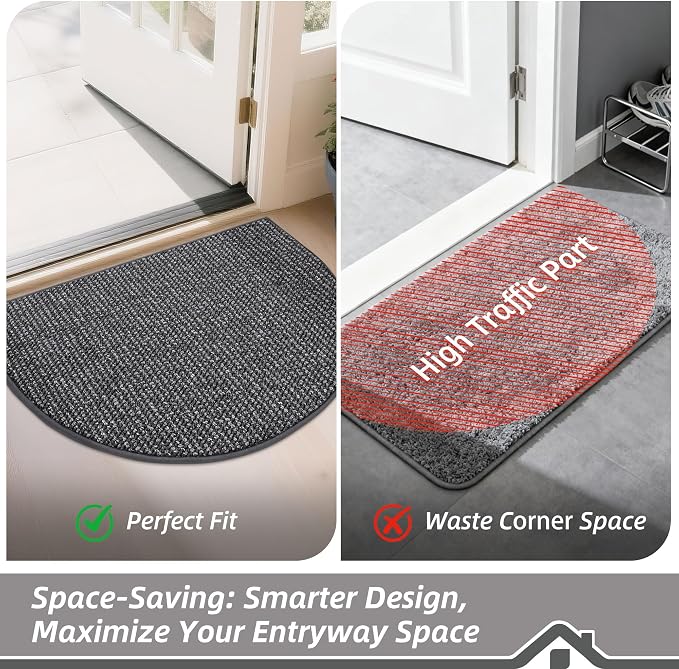 BEQHAUSE Dirt Trapper Door Mat 26" x 40" Half Circle Non-Slip Washable Doormats - Image 6