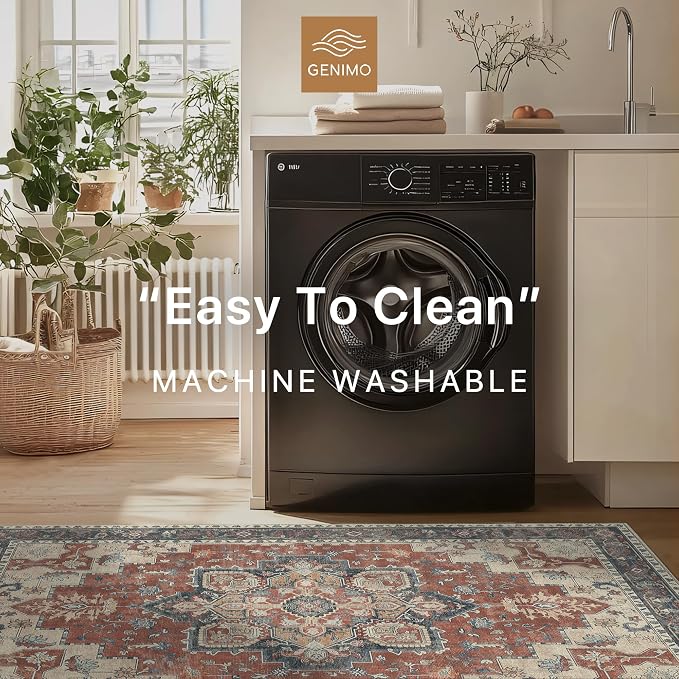 GENIMO Area Rug 2x3 Doormat, Machine Washable Low Pile Rugs, Small Retro - Image 6