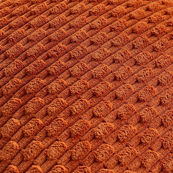 Set of 4 Burnt Orange Decorative Throw Pillow Covers 22x22 Inch Corduroy Pillow - Image 4