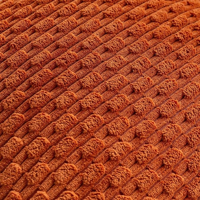 Set of 4 Burnt Orange Decorative Throw Pillow Covers 16x16 Inch Corduroy Pillow - Image 5