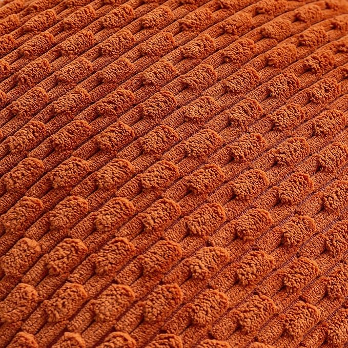 Set of 4 Burnt Orange Decorative Throw Pillow Covers 20x20 Inch Corduroy Pillow - Image 5