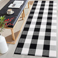 OLANLY Buffalo Plaid Rug 2' x 6' – Black and White Cotton Checkered Doormat by OLANLY