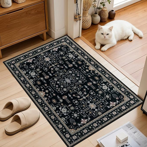 2x3 Area Rugs Living Room Rug: Washable Vintage Boho Medallion Rug No Slip - Image 2