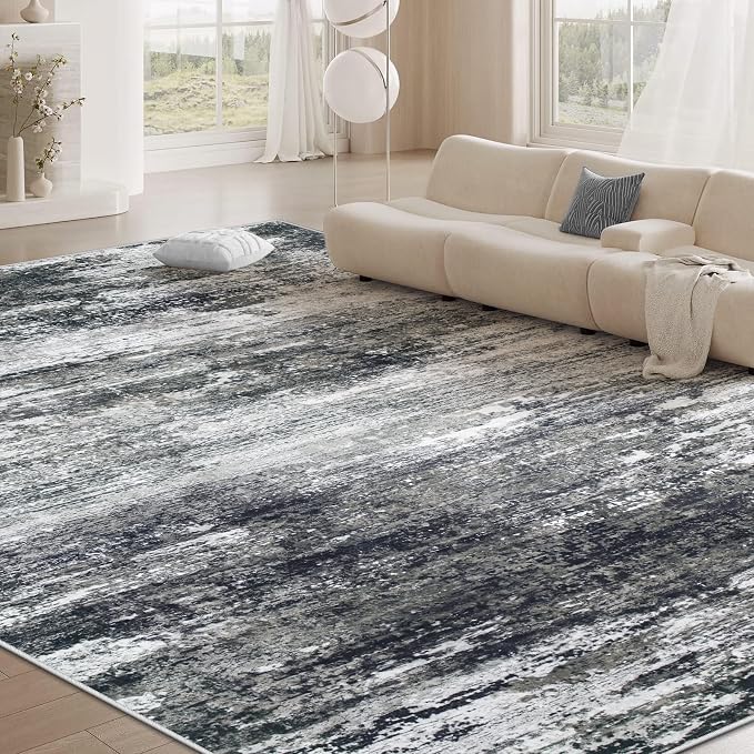 Washable Rug 9x12 Area Rugs for Living Room: Large Neutral Soft Rug Abstract - Image 8