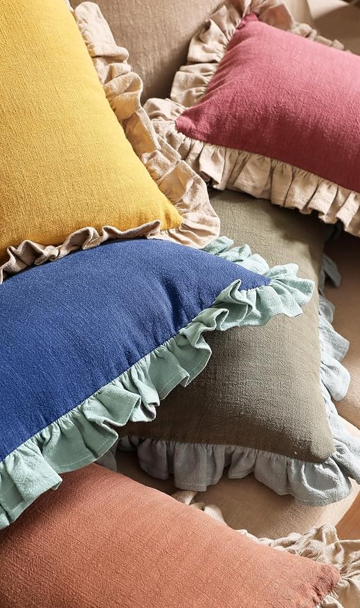 patdrea Shabby Chic Blue Decorative Throw Pillow Covers 12x20 Set of 2 - Image 8