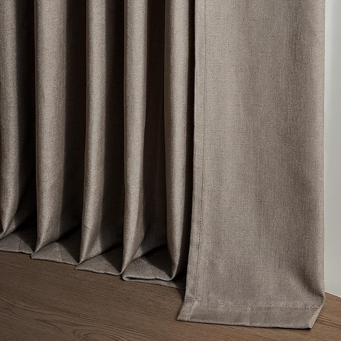 96 Inches Long Pleated Sheer Curtains, Dark Linen Blended Light Filtering - Image 8