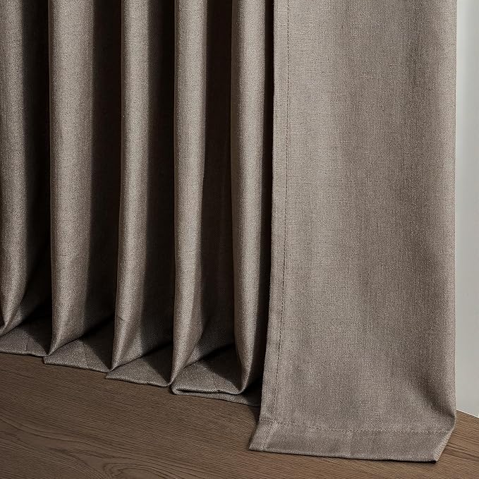 95 Inches Long Pleated Sheer Curtains, Dark Linen Blended Light Filtering - Image 6