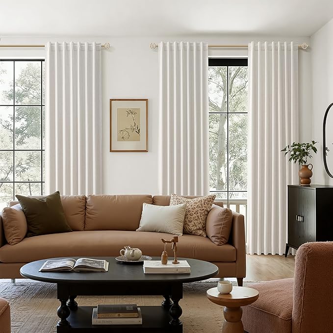 Guken Light Beige Extra Long 100% Blackout Curtains 120 Inch Length 2 Panels Set - Image 8