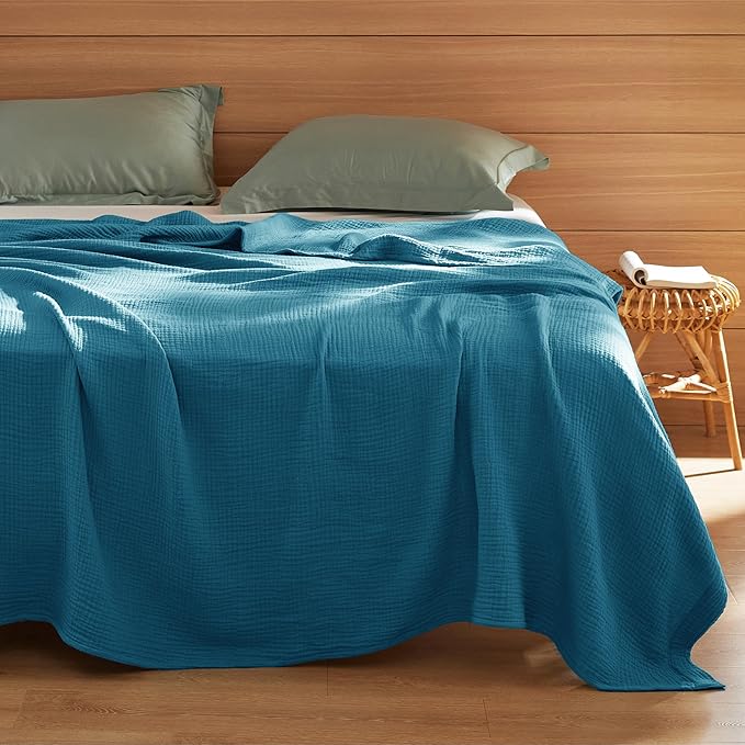 Bedsure 100% Cotton Muslin Blanket King Size - Image 5