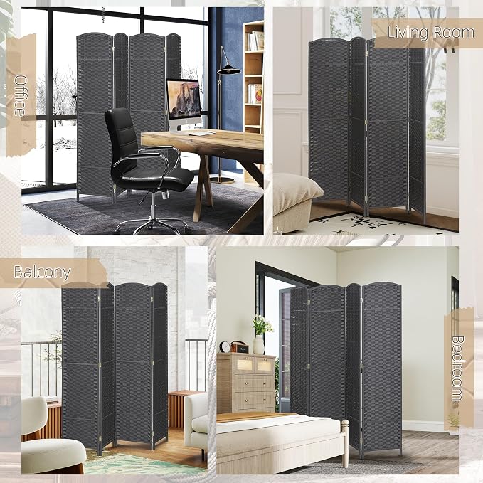 HOMCOM Room Divider, 4 Panel Folding Privacy Screen, 5.6' Tall Freestanding - Image 6