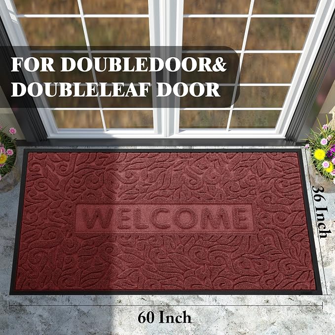 Yimobra Large Welcome Mat 60x36, Waterproof Non-Slip Outdoor Mats - Image 2