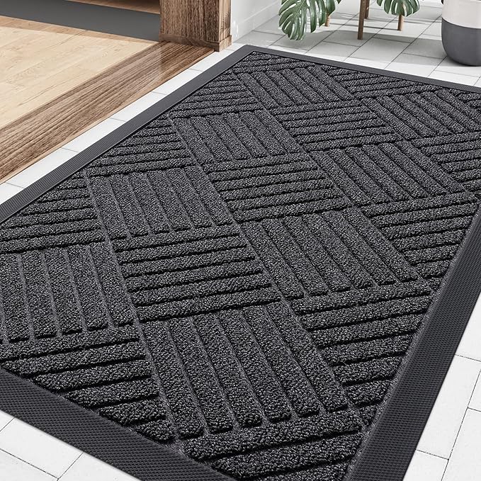 Smiry Front Door Mat Outside Entrance, Heavy Duty Outdoor Indoor Mat, Natural by Smiry