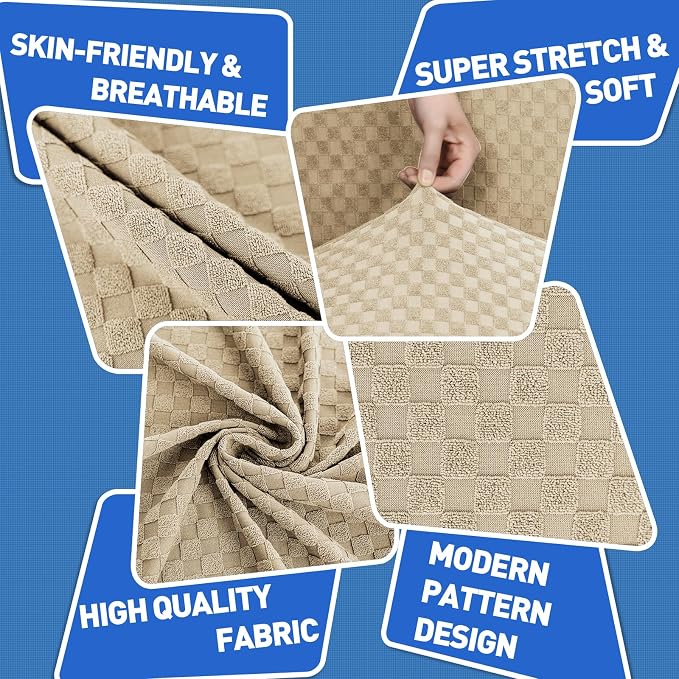 MAXIJIN 4 Piece Couch Covers for 3 Cushion Couch Super Stretch Non Slip Couch - Image 4
