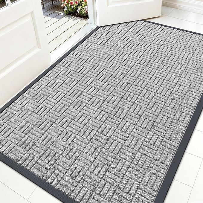 OLANLY Front Door Mat Outside Entrance 59x34, Heavy Duty Sturdy Natural Rubber by OLANLY