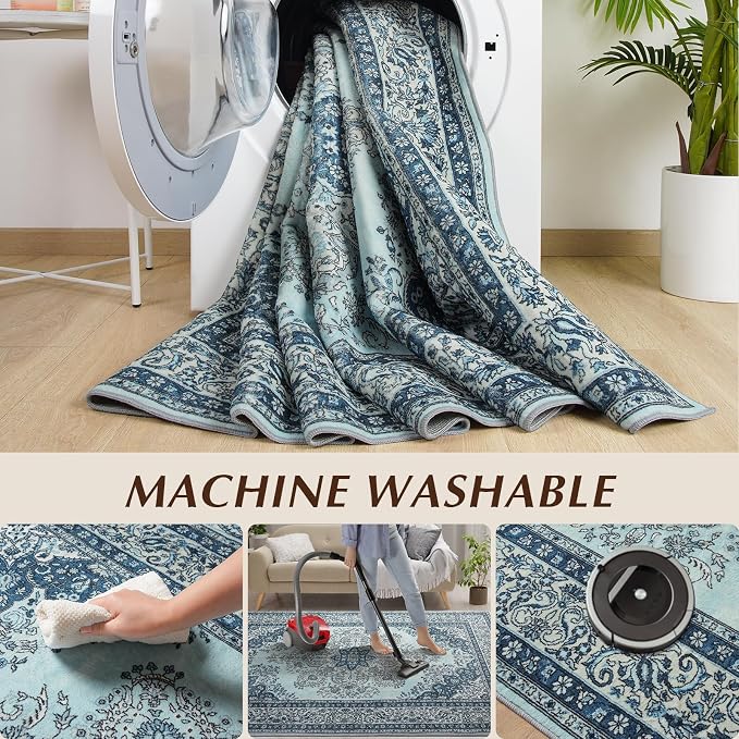 Area Rug for Living Room, 8x10Ft Non-Slip Vintage Area Rug, Machine Washable - Image 5