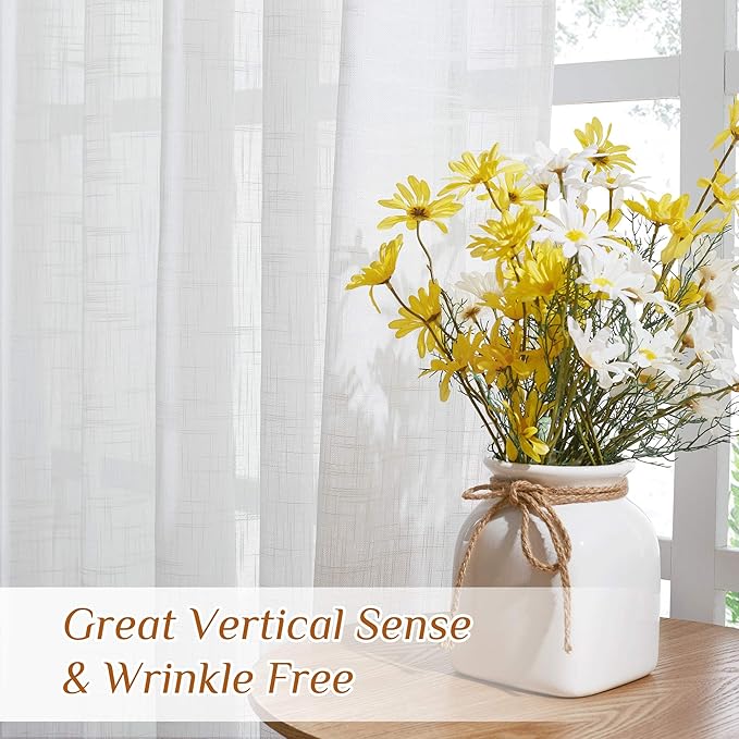 NICETOWN White Sheer Bathroom Curtains Window Treatments, Rod Pocket & Back Tab - Image 5