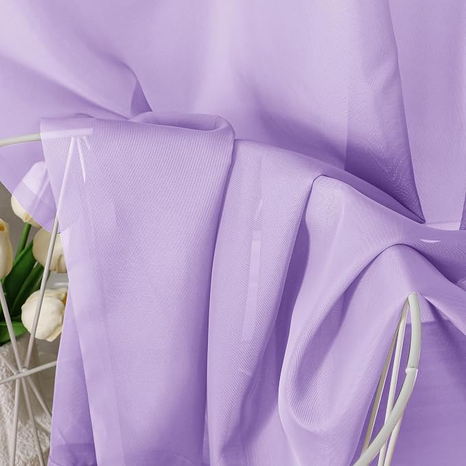 Aiyufeng Light Purple Sheer Curtain Panels Pair Sold 45 Inch Length, Light - Image 7