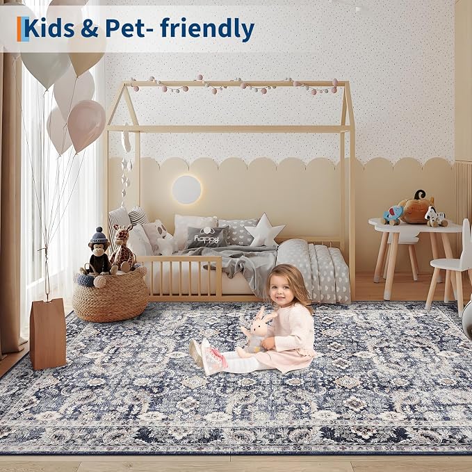 GarveeHome Vintage Floral Area Rug 8x10 Large Soft Washable Rugs - Image 7
