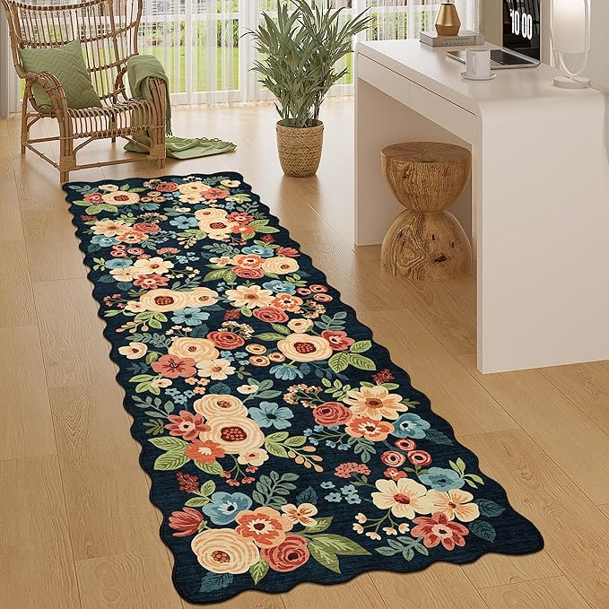 DUKINO 2.6x8 Runner Rug for Hallway, Washable Kitchen Rug by DUKINO