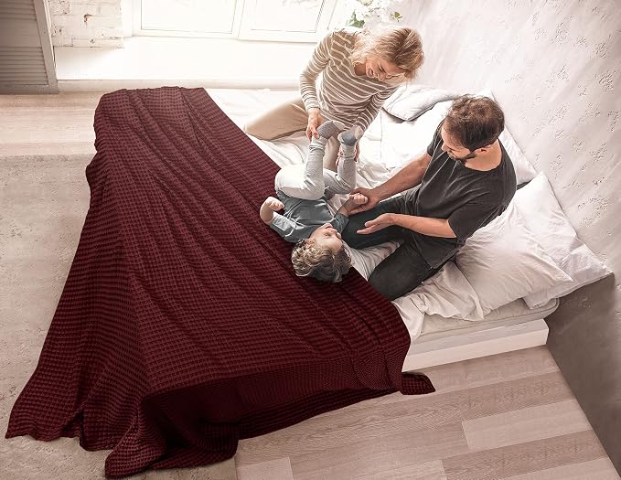 Utopia Bedding Burgundy 100% Cotton Waffle Blanket 300 GSM Soft Lightweight - Image 7
