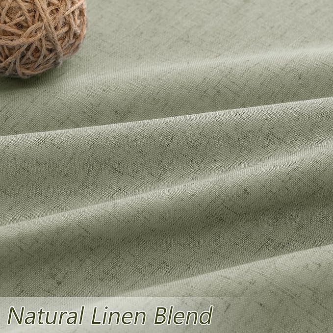 Sage Green 100% Blackout Linen Curtains 72 Inch Length 2 Panels Set - Image 3