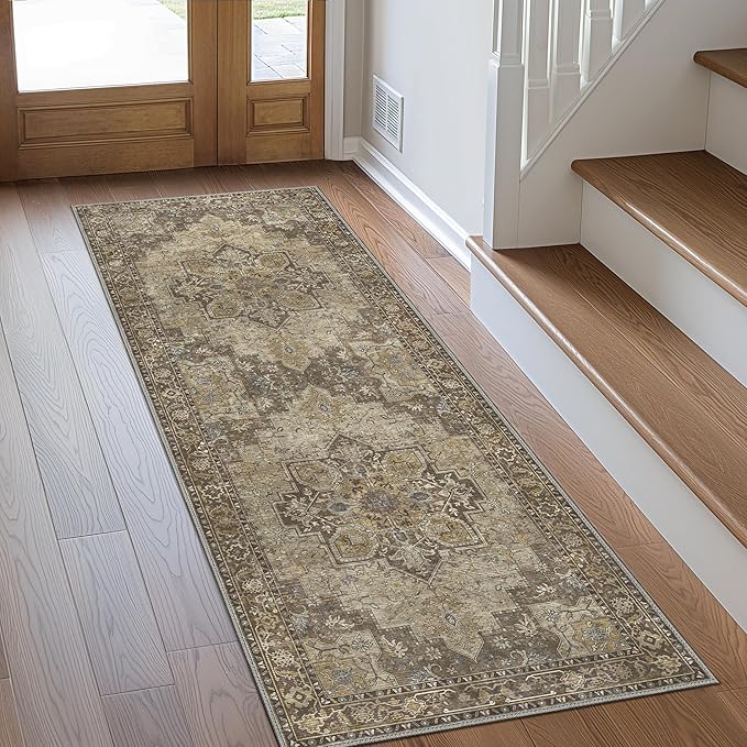 GENIMO 3x7 Runner Rugs for Hallway, Machine Washable Non Slip Vintage Rugs by GENIMO