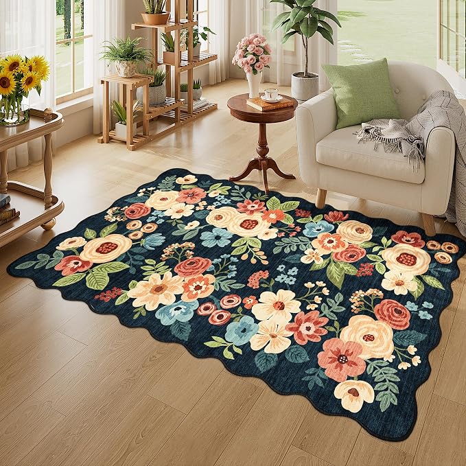 DUKINO 3x5 Area Rug, Floral Non-Slip Indoor Washable Rug - Image 2